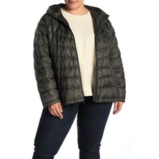 267988 마이클코어스 여자 Packable 후드티 다운 Puffer 자켓 다크 올리브 Plus 사이즈 1X