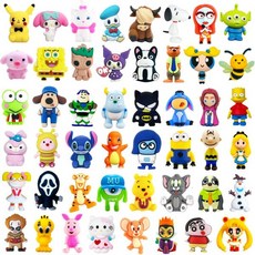 48Pcs 3D 랜덤 실리콘 포커스 비즈 반복되지 않는 만화용 귀여운 포커스 비즈 열쇠고리 만들기 DIY 팔찌 주얼리 제작용, 48Pcs 3D 랜덤 실리콘 포커스 비즈, 반복되지 않