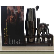 칵테일 지거 키트 조주기능사 홈텐딩 쉐이커 계량컵, 블랙 10 종세트