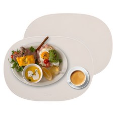 Diar 素色圓形矽膠餐墊 2入, 燕麥米色