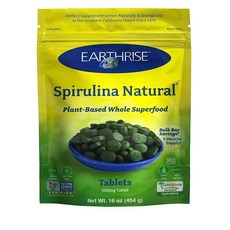 Earthrise 스피루리나 순수 캘리포니아 스피루리나 500mg 비건 글루텐 프리 케토 친화적 비타민 및 미네랄이 풍부한 GMO 프리 슈퍼 푸드 453.6g1파운드 정, 1개, 454g