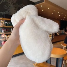 야외 안감 두꺼운 장갑 플러시 푹신한 따뜻한 손가락 벨벳 모피 겨울 없는 부드러운 우아한 방한, White01, 1개