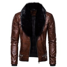 남성가죽자켓 오버핏 라이더 2023 New Design Motorcycle Bomber Add Wool Leather Jacket Men Autumn Turn Down Fur Co