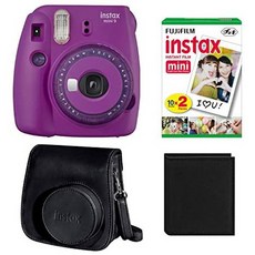 투명 액센트가있는 Fujifilm Instax Mini 9 즉석 카메라 (보라색) 트윈 필름 팩 Groovy 케이스 및 Pione, One Color_One Size, 상세 설명 참조0, 상세 설명 참조0