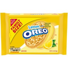 오레오 골든 샌드위치 쿠키 레몬 맛 크림 재 밀봉 가능한 패밀리 사이즈 팩 1 개 567g 3팩, 3개