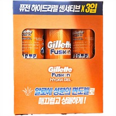 질레트 퓨전 하이드라젤 센서티브 스킨 쉐이빙젤, 195g, 3개