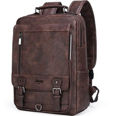 JEEP-BULUO 패션 가죽 남성 백팩 비즈니스 남성 15.6 "노트북 가방 대용량 여행 대학생 가방
