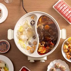 분할 전기 이중 다기능 냄비 음식 요리 즉석 국수 퐁듀 치니즈 조리기구, divided