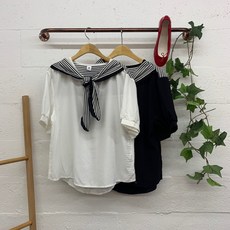 바이미쓰리 / 줄무늬케이프 스타일 시원 블라우스 (2color)