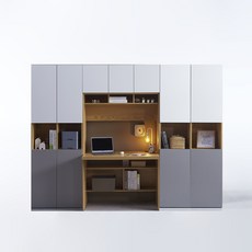 밀리 2800 월플렉스 시스템 수납 책상책장세트 학생방 서재 인테리어 거실장식장, 미니멀 그레이