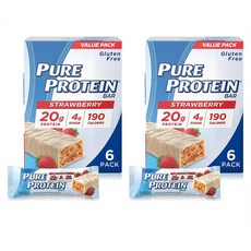 퓨어 프로틴 스트로베리 그릭 요거트 로우 슈가 에너지 바 Pure Protein Bars 1.76oz 50g 6개입 2팩, 1개