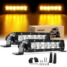 Nilight 40001S-B 바 슈퍼 슬림 2피스 7인치 30W 스팟 드라이빙 포그 3600LM 싱글 로우 오프로드 LED 조명 지프 2 스타일 마운팅 브래킷용 113169, Amber