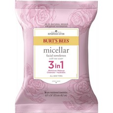 버트의 꿀벌 3 in 1 Micellar Face Cleanger Towerlettes와 메이크업 리무버 물티슈 용도변경된 코튼으