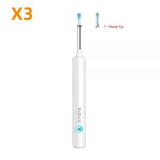 귀이개내시경 귀후비개 귀파개 귀지 제거 카메라 귀청소 스마트 비주얼 귀이개 비버드 X3 검이경 3M HD 내시경 왁스 미니 Mijia 헬스케어 클리너, WHITE, 1개