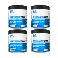 EVLUTIONNUTRITION 울트라 퓨어 글루타민 5000mg 글루텐 프리 언플레이버드 300g 4개