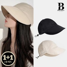[1+1] 여성 와이드챙 스트링 버킷햇 벙거지모자