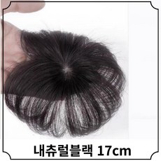 HAYU 정수리 가발 부분가발 수제 인모, 17cm, 1개, 내츄럴블랙 - 정수리인모가발