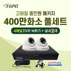 이지피스 400만화소 실내 돔적외선 2대 + 4채널 DVR 녹화기 CCTV세트(HDD미포함), 1TB 장착(QHDVR-4104QS_265로 출고) - 이지피스dvr