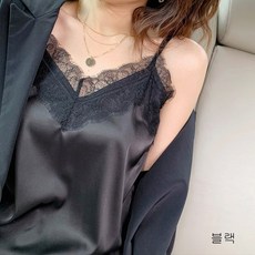 MOLY 여성 레이스 실크 맨소매 섹시 나시티 J766 민소매/나시