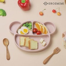 돗꼼 실리콘 흡착 식판 베이비핑크 토핑이유식 실리콘식판 자기주도 이유식, 없음, 1개