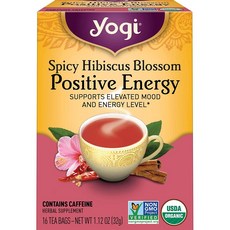 Yogi Tea Positive Energy 요기티 스파이시 히비스커스 블러썸 파지티브 에너지 1.12oz 6팩