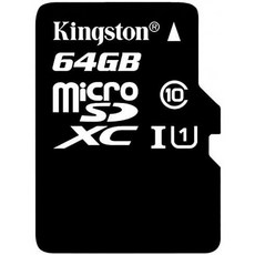 킹스턴 디지털 64GB 마이크로SDXC 클래스 10 UHS-I 45MB/s SD 어댑터(SDC10G2/64)를 포함한 읽기 카드, 1