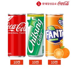 [KT알파쇼핑]코카콜라 칠성사이다 환타 오렌지 245ml 3종 30캔 세트, 30개