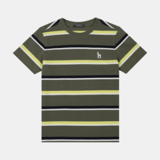 헤지스키즈 메이슨 스트라이프 반팔티셔츠 카키 HSM11TR11MKK110