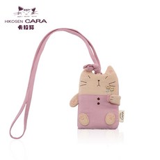 HIKOSARA 카를라의 고양이가 있다 여성 퀼트 큐트 걸개 밧줄 작업 패 이름표 버스카드 커버 카드지갑파우치