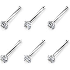 FUNLMO 6pcs 4pcs 20g 코 고리 스터드 나사 G23 티타늄 후프 저자극성 콧구멍 피어싱 여성용 주얼리 L 스크류 직진형