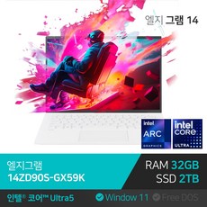 LG그램 14인치 14ZD90S-GX59K 울트라5 24년 신제품 대학생 업무용 AI 노트북, WIN11 Pro, 32GB, 2TB, 화이트