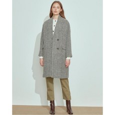 바네사브루노 아떼 20FW [이태리 소재] 그레이 트위드패턴 롱 코트 VLCO0D905G2