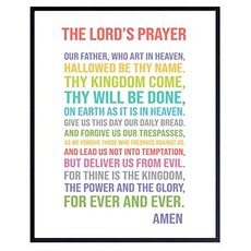Lords Prayer Wall Art - 가톨릭 선물 - 여성용 크리스찬 선물 남성 어린이 - 종교 벽 장식 - 성경 구절 벽 예술 - 神壁 장식 - 그리스도인 벽 예술 - 축복 된 벽 장식 - 거룩한 연구, 본상품, 본상품