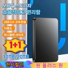 1/1+1 휴대용 컴퓨터 휴대폰고속 외장 하드 대용량 이동식 하드디스크 SSD, [2개] 20TB*1+1