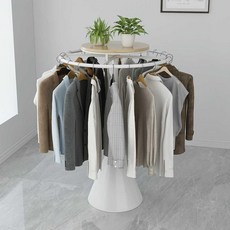 회전 옷 행거 드레스룸 옷가게 홈쇼핑 상품 의류 진열대, 화이트직경90cm135cm