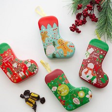 2개세트 크리스마스 양말 오너먼트 틴박스 선물용 소품 틴케이스, 레드 병정1+레드 눈사람1