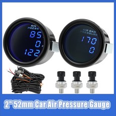 자동차 공기 압력 게이지 52mm 파란색 LED 부스트 게이지 3 개의 디지털 디스플레이 220psi 에어 라이드 서스펜션 1/8NPT 센서 포함, 1개