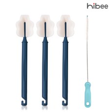 하이비 몽글이 텀블러 병 세척솔 3개+빨대세척솔1개(컬러랜덤), 4.클래식네이비3p