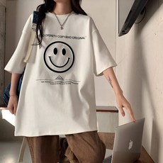 데일리 스마일 오버핏 반팔티 jsc- 티셔츠 데일리티셔츠 편안한