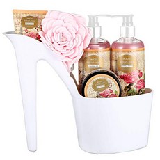 여자오드코롱 Draizee Rose Scented Home Spa Luxurious 4 Piece Relaxation with Lovely Fragrance Gift Basket Set for Mom New Mother Girlfriend Heel Shoe -, 본문참고, Scent Name = Rose Scented Heel Shoe, 4 Pieces