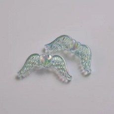 구술 왕구슬비즈 귀여운 예쁜 감성 AB 투명 천사 날개 아크릴 쥬얼리 비즈 장식 재료 34x15mm 100개, 5