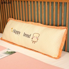 여름 캐릭터 아이스 라텍스 가정용 침대에서 잘 때 탈부착 가능한 소파 쿠션 쿨링 여름 쿠션 롱 베개, 옐로 토스트, 95cm
