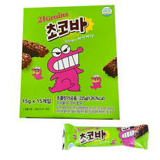 (무료배송) 짱구 21곡 초코바 15g x 15개입 2개, 225g