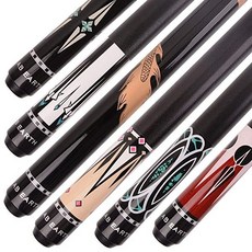 AB Earth Pool Cue Stick Billiard 2 Piece 58 Inches Set of 6 House Bar Pool Sticks with Screw-on and, Screw-on tip cues C