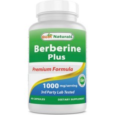 베르베린 플러스 1회 제공량 1000mg (비-GMO) 60캡슐 - 베르베린 HCL 1000mg 비타민 C 120mg 아연 글루코네이트 30mg 함유, 1개