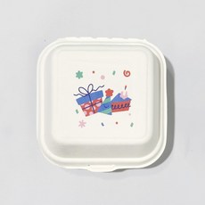 [펄프용기] drb-003sw 화이트 인쇄 햄버거용기/샌드위치 포장용기, 선물상자, 10개