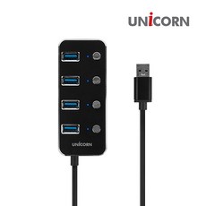 유니콘 USB3.0 4포트 허브 알루미늄 TH-4000S, BLACK