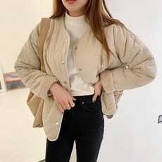 물건짱 여자 라운드넥 실용성좋은 리버시블 퀄팅 자켓 여성 스포츠 티셔츠 맨투맨티 후드티
