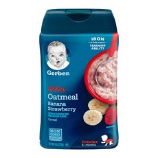 Gerber 거버 릴 바이트 오트밀 바나나 스트로베리 시리얼 227g 6개 Lil Bits Oatmeal Banana Strawberry Baby Cereal, 오트밀 바나나 딸기