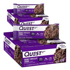  Quest Nutrition Double Chocolate Chunk Protein Bars 퀘스트 뉴트리션 더블 초콜릿 청크 프로틴 바 60g 12개입 2팩, 2개 